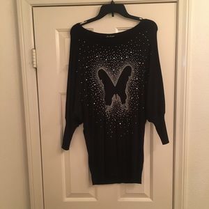 Sweater dress with crystals
